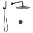 Set de dus, Montaj incastrat, Inox, Negru mat, Cap dus rotund 25 cm, Dimensiune 530 x 245 x 145 mm
