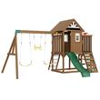 Spatiu joaca, Casuta cu leagane si topogan, 9 in 1, max 150 kg, Lemn cedar