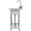 Chiuveta comerciala Inox, Baterie inclusa in dreapta, Protectie anti-stropire, capacitate cuva 410 x 330 x 220 mm