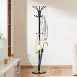 Cuier metalic, Inaltime 176 cm, Negru, 5 agatatori, Baza marmura, Suport umbrela