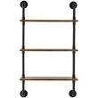 Raft metalic cu 3 x polite incluse din lemn, Vivatechnix Industrial, 630 x 205 x 1065 mm