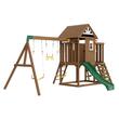 Spatiu joaca, Casuta cu leagane si topogan, 9 in 1, max 150 kg, Lemn cedar
