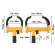 Set 2 Antifurt blocator roti, Profesional, pentru anvelope cu latimea 180-270 mm, 3 x Cheie, Otel