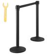 Set 6 stalpi delimitare, PVC, Centura in 4 directii lungime 2 m, Negru, Inaltime 85.5 cm