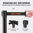 Set 6 stalpi delimitare, PVC, Centura in 4 directii lungime 2 m, Negru, Inaltime 85.5 cm
