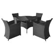 Set mobilier de gradina 4 scaune si o masa, 150 kg, cu perne, gri inchis