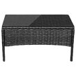 Set mobilier de gradina, canapea si 2 fotolii, max 150 kg, negru, cu perne 