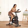 Bicicleta spinning cu cadru Carbon, Greutate volanta 18 kg, Afisaj Led, 120 kg, timp, viteza, distanta, calorii