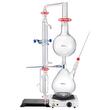 Kit de distilare uleiuri esentiale 28 piese, Plita de incalzire 1000 W, sticla borosilicate, Dimensiuni 700 x 400 x 700 mm, 2000 ml