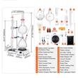 Kit de distilare uleiuri esentiale 28 piese, Plita de incalzire 1000 W, sticla borosilicate, Dimensiuni 700 x 400 x 700 mm, 2000 ml