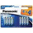 Set 8 baterii alcaline Panasonic Evolta, AA, marime LR06, 1.5 V