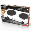 Plita electrica Adler 2500 W, 2 arzatoare, portabila, diametru ochiuri 18 cm si 15 cm, Alba