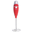 Mixer spuma lapte cu baterie, maner izolat termic, Inox, latte, ciocolata calda, cappuccino, frappe, 2x1.5V AA, Rosu