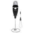 Mixer spuma lapte cu baterie, maner izolat termic, Inox, latte, ciocolata calda, cappuccino, frappe, 2x1.5V AA, Negru