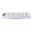 Prelungitor 4 prize Schuko, 2xUSB 2.1A, lungime 1.4 m, Intrerupator, Alb