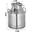 Bidon din inox pentru lapte sau miere, Capacitate 20 l, Manere duble, 190 x 320 mm