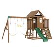 Spatiu joaca, Casuta cu leagane si topogan, 10 in 1, max 150 kg, Lemn cedar