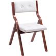 Set 4 scaune pliabile, Lemn natural, Tapitate, Burete, Maro inchis/Alb, max 180 kg, dimensiuni extins 575 x 480 x 800 mm