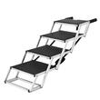 Scara pliabila cu 4 trepte pentru masina, Portabila, Extra lata, Suprafata antiderapanta, max 68 kg, Aluminiu, Negru/Argintiu