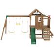 Spatiu joaca, Casuta cu leagane si topogan, 10 in 1, max 150 kg, Lemn cedar