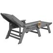 Sezlong cu spatar reglabil, Suport pahar, Gri, 1850 x 725 x 930 mm, material HDPE, WaterProof