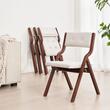Set 4 scaune pliabile, Lemn natural, Tapitate, Burete, Maro inchis/Alb, max 180 kg, dimensiuni extins 575 x 480 x 800 mm