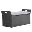Banca de exterior cu perna si dulap depozitare, rattan artificial, 151 l, Gri, max 181 kg, 104 × 45 × 52 cm