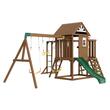 Spatiu joaca, Casuta cu leagane si topogan, 10 in 1, max 150 kg, Lemn cedar