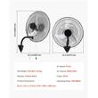 Ventilator oscilant de perete, diametru 500 mm, Metal, 65 W, 3 viteze, unghi de rotatie reglabil