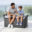 Banca de exterior cu perna si dulap depozitare, rattan artificial, 151 l, Gri, max 181 kg, 104 × 45 × 52 cm