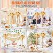 Set 10 vaze pentru evenimente/nunti, Auriu, Inaltime 43 cm, Otel carbon