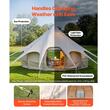 Cort iurta 4 sezoane glamping, Diametru 5 m, Inaltime 3.15 m, 10-12 persoane, ferestre plasa, panza respirabila, bej