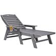 Sezlong cu spatar reglabil, Suport pahar, Gri, 1850 x 725 x 930 mm, material HDPE, WaterProof