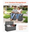 Banca de exterior cu perna si dulap depozitare, rattan artificial, 151 l, Gri, max 181 kg, 104 × 45 × 52 cm