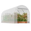 Sera pentru flori si legume, Cadru otel galvanizat, 445x194x192 cm, 8 ferestre, 140 g/cm³ PE, Velcro, Alba