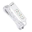 Prelungitor 3 prize Schuko, 2xUSB, 16A, lungime 5 m, Alb