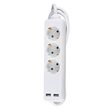 Prelungitor 3 prize Schuko, 2xUSB, 16A, lungime 1.5 m, Alb