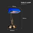 Lampa de birou Clasic Blue E27, 180 x 260 x H360 mm, Sticla/Metal, max 60W