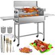 Gratar pe carbune cu capac si rotisor electric 25W, Vevor Inox, Termometru, Roti blocabile, inaltime de gatit reglabila