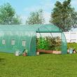 Sera pentru flori si legume, Cadru otel galvanizat, 890x295x198 cm, 12 ferestre, 140 g/cm³ PE, Velcro, verde