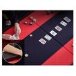 Masa de poker pliabila, 10 jucatori, sine captusite, suporturi pentru pahare din otel inoxidabil, 2290x1220x800 mm, Rosu/Negru, 4 x roti
