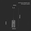 Pendul suspendat, max 60W, IP20, Negru, Otel, fara bec, 220 x 1250 mm, lungime fir 1 m