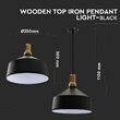 Pendul suspendat, max 60W, IP20, Negru, Lemn/Otel, fara bec, 350 x 300 x 1100 mm, lungime fir 1 m
