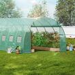 Sera pentru flori si legume, Cadru otel galvanizat, 590x295x198 cm, 12 ferestre, 140 g/cm³ PE, Velcro, verde