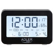 Ceas desteptator, Adler 3 alarme, 2 x AA, Negru