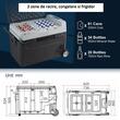 Cutie frigorifica cu compresor, 2 zone de racire, 12/24 V DC, 110-240 V AC, capacitate 53 l, -20 ℃ pana la 20 ℃, 820 × 470 × 540 mm, USB, Led