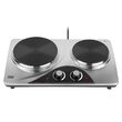 Plita electrica portabila dubla 2500 W, Inox, 2 arzatoare, diametru ochiuri 18 si 20 cm