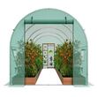 Sera pentru flori si legume, Cadru otel galvanizat, 445x194x192 cm, 8 ferestre, 140 g/cm³ PE, Velcro, Verde
