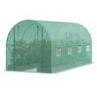 Sera pentru flori si legume, Cadru otel galvanizat, 445x194x192 cm, 8 ferestre, 140 g/cm³ PE, Velcro, Verde