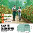 Sera pentru flori si legume, Cadru otel galvanizat, 445x194x192 cm, 8 ferestre, 140 g/cm³ PE, Velcro, Verde